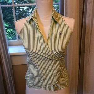 Green and White Wrap Halter 🎀